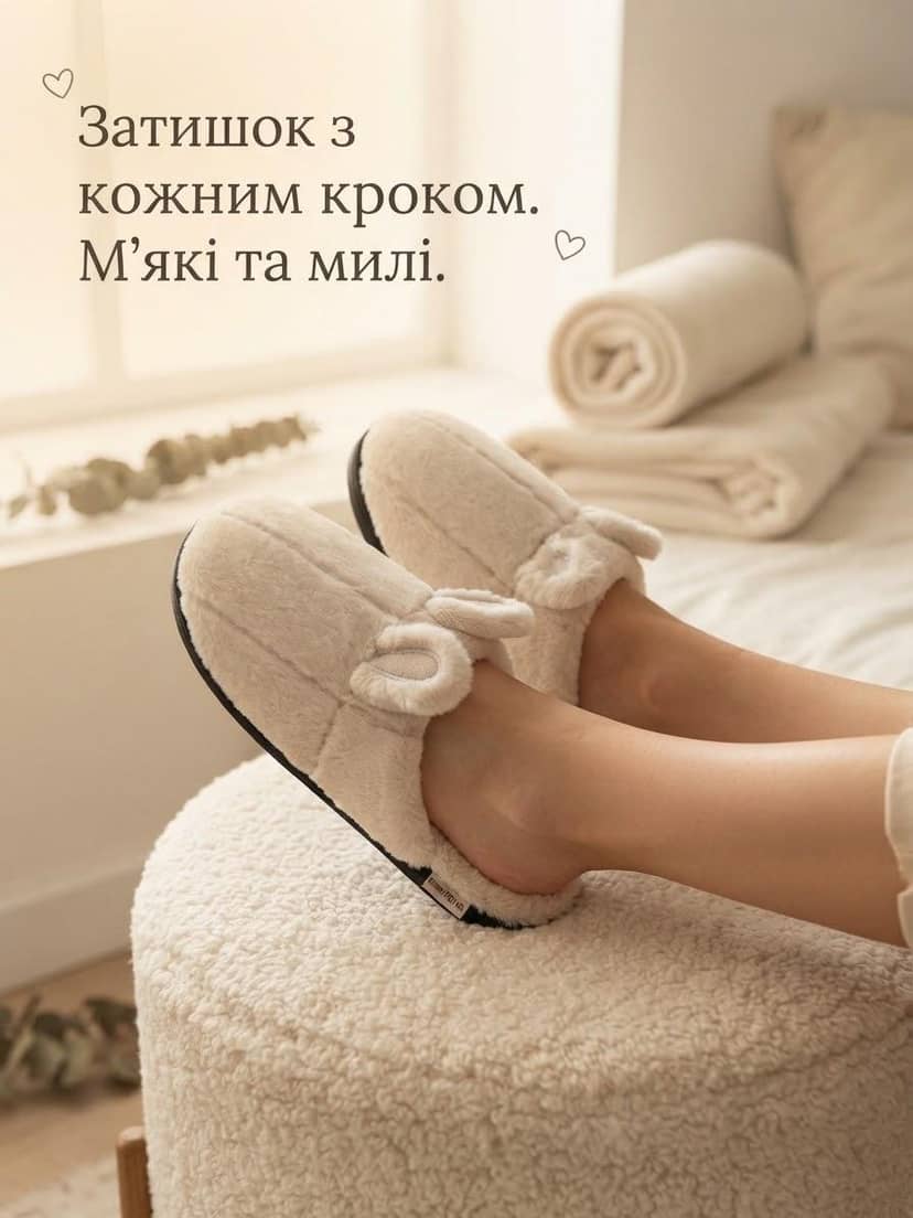 Жіночі капці з вушками білі розмір one size 4