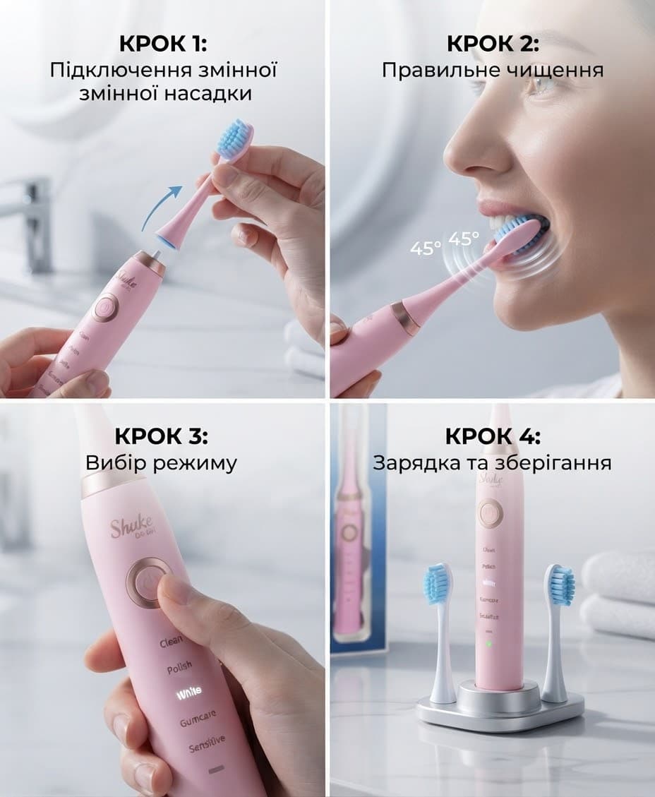Зубна щітка акумуляторна рожевого кольору 2